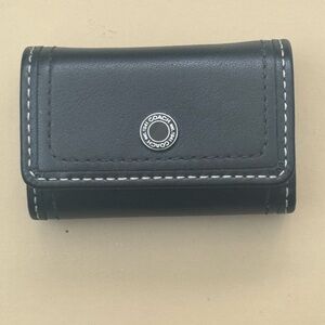 Coach Black Leather contact lenses case with mirror